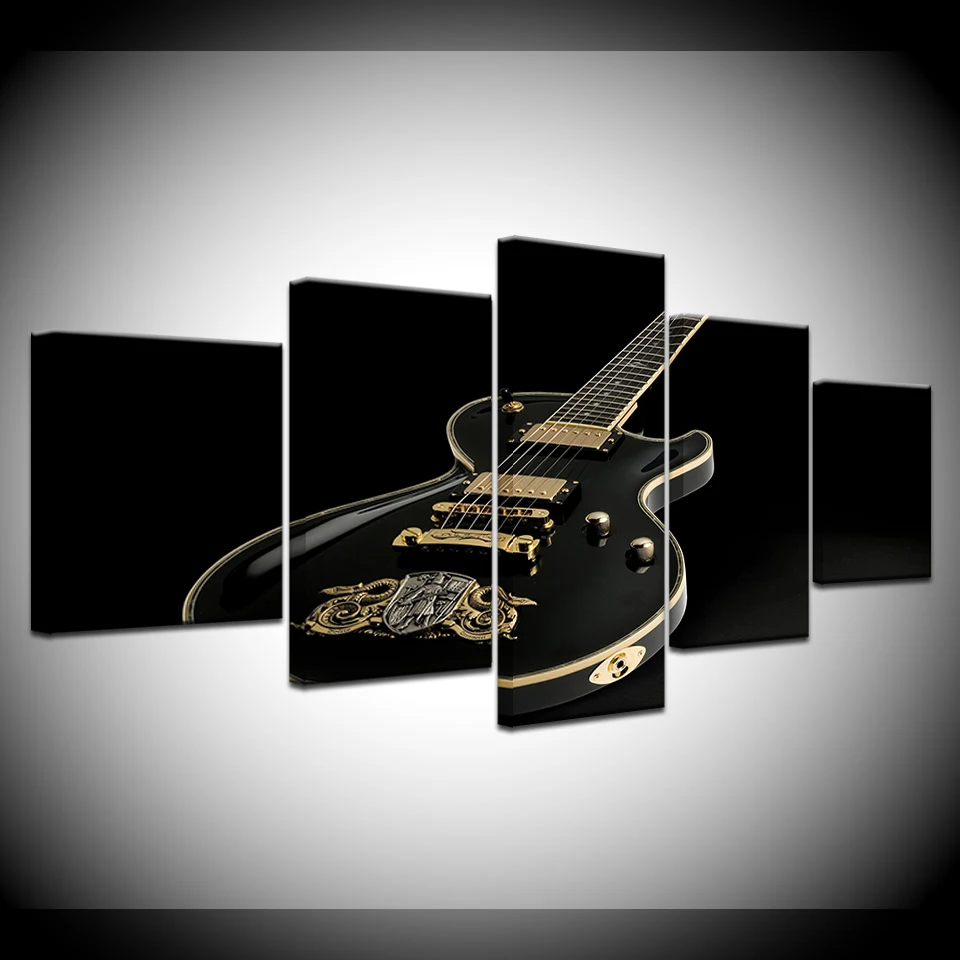 

Black metal violin 5 Piece HD Art Canvas Print modern Poster Modular art painting for Living Room Home Decor