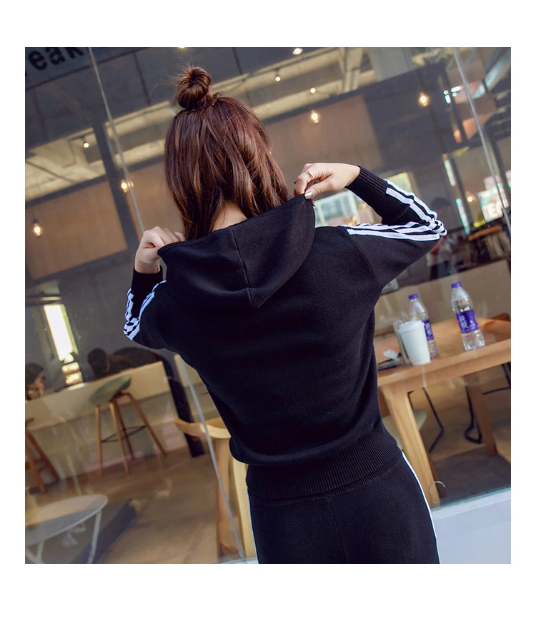 Осенний вязаный комплект из двух предметов топ и штаны повседневный спортивный