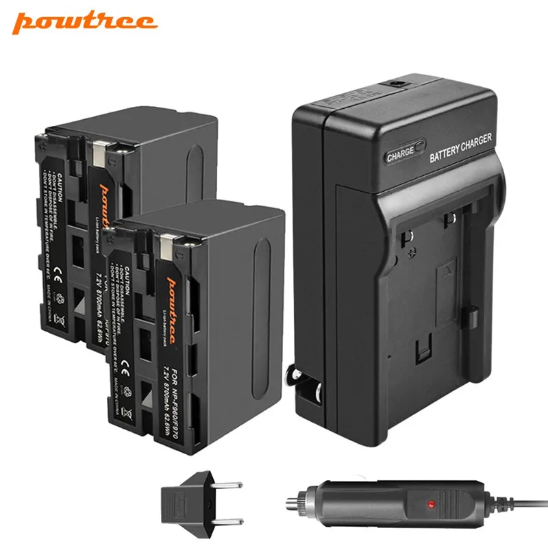 Сменный аккумулятор Powtree 7 2 В 8700 мА/ч для Sony NP F960 NPF960 F950 F970 с зарядным устройством