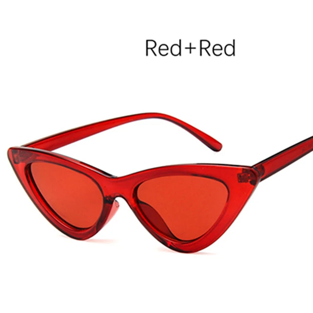 red red Oculos feminino, солнцезащитные очки, сексуальные, кошачий глаз, тени для женщин, модные солнцезащитные очки, брендовые, женские, Ретро стиль, треугольные, кошачий глаз, очки - Цвет линз: red red