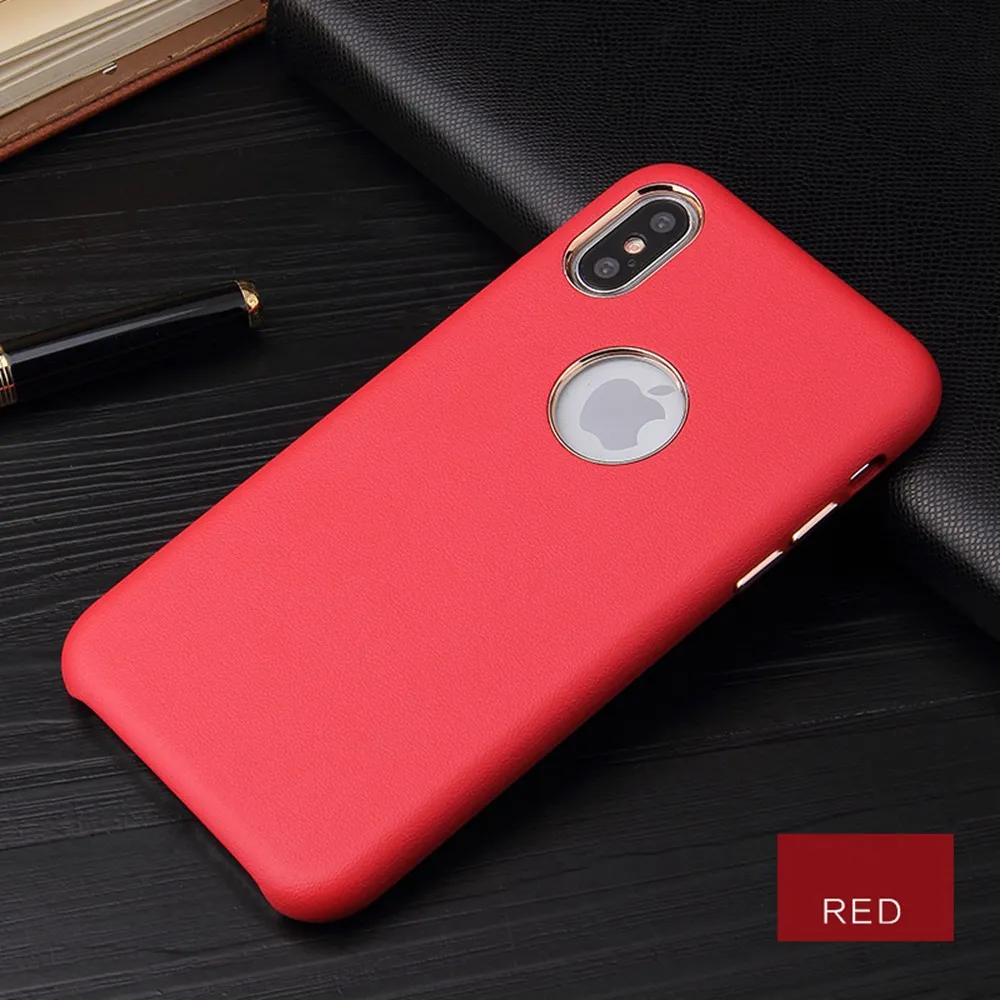 Red With Logo Hole Кожаный чехол в стиле ретро для iPhone X XS MAX XR 8 7 Plus 6 6 S, бархатный чехол с логотипом, чехол с отверстием для iPhone 6 Plus, тонкий противоударный чехол, Fundas - Цвет: Red With Logo Hole