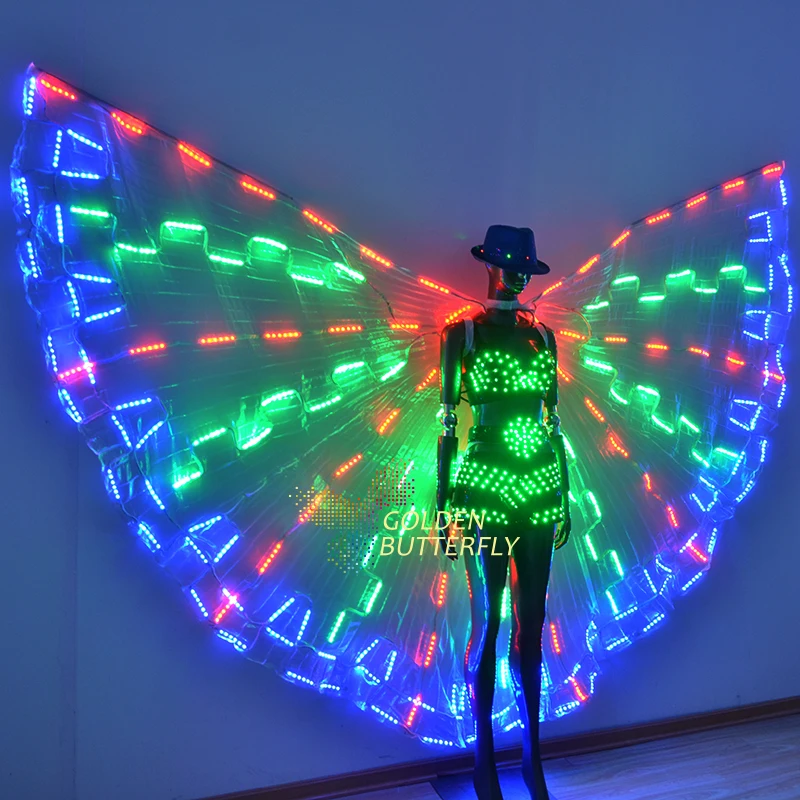 Женские шорты со светодиодами новинка 2017 светящиеся костюмы ремни в виде крыльев