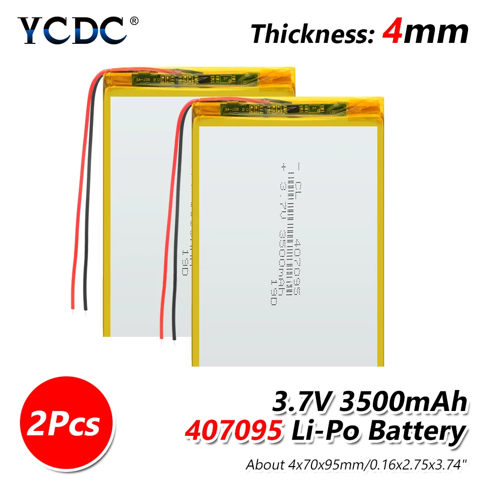2 PCS Перезаряжаемая батарея 3,7 v 407095 3500mAh литий-ионная полимерная батарея с печатной платой для камеры power Bank gps Tablet DVD PAD MID - Цвет: 2 PCS
