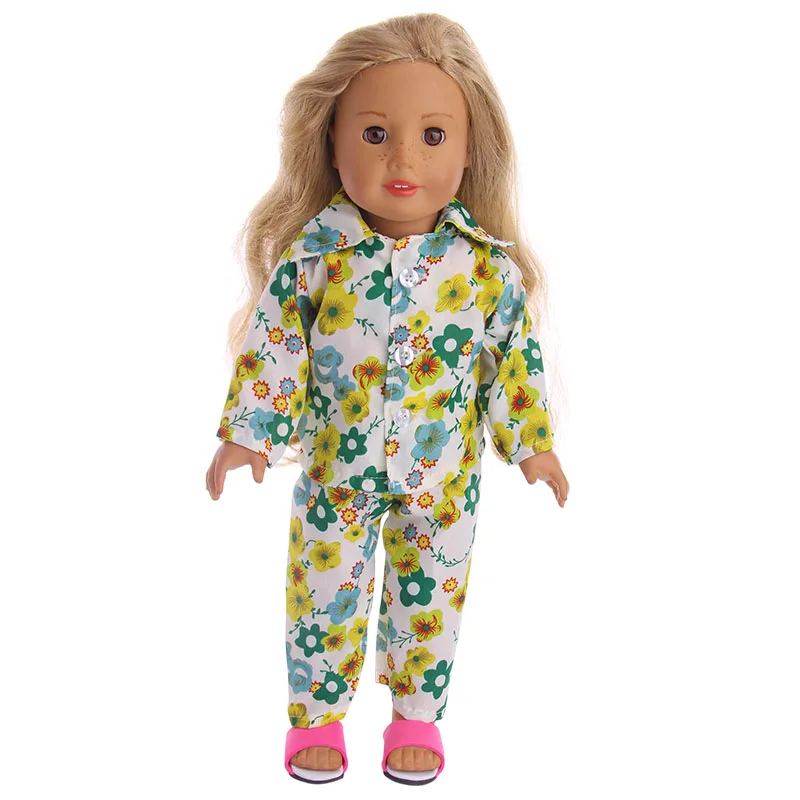 LUCKDOLL10Sets различных узоров spajamas подходит 18 дюймов Американский 43 см Кукла одежда аксессуары, игрушки для девочек, поколение, подарок - Цвет: b324