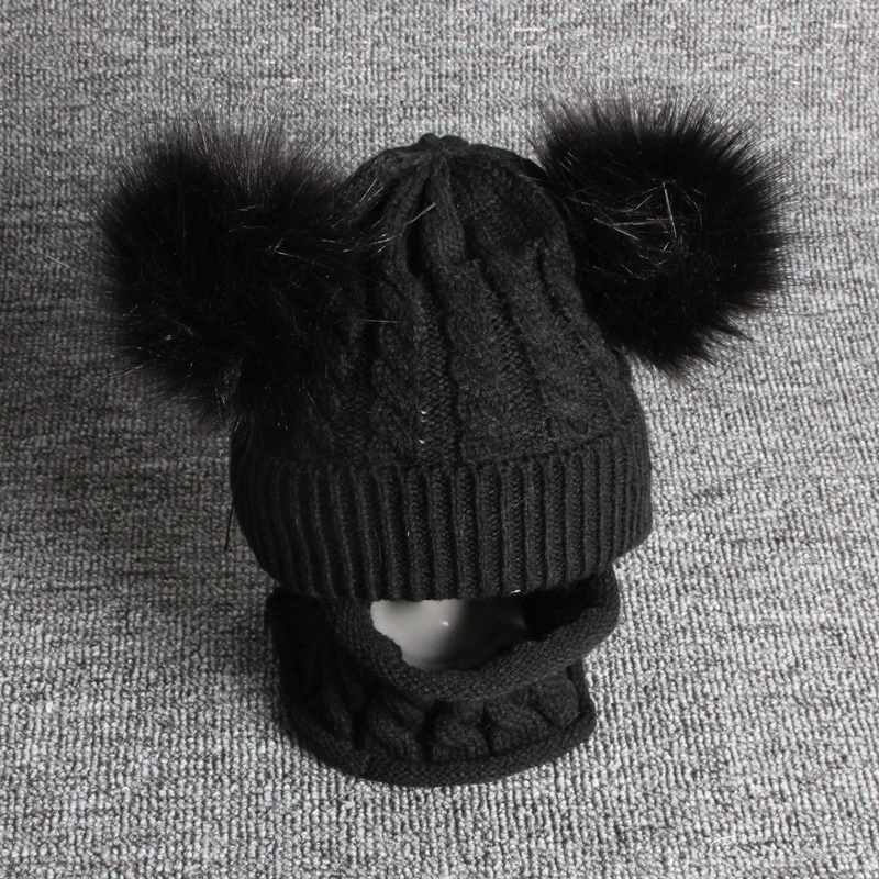Fashion Baby Boys Girls Hat Knitted Winter Pom Children For Girs Beanies Cute Cotton Cap Warm Hats Scarf | Детская одежда и обувь