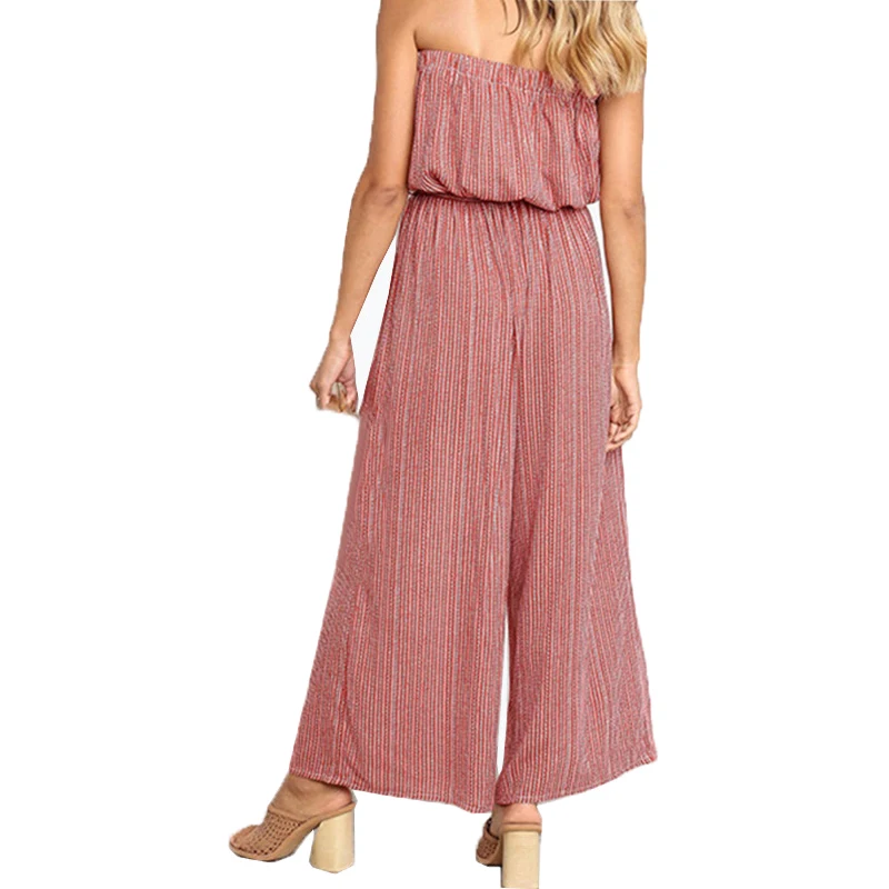 Женские повседневные Комбинезоны летние свободные без бретелек в полоску с