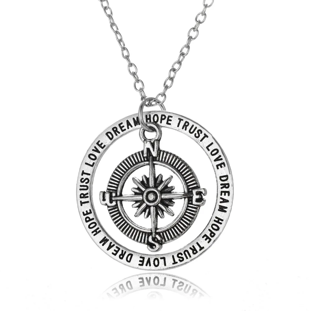 Bespmosp Новый компас Love Dream Hope Trust Circle ожерелье с подвеской СемьЯ лучшие друзья