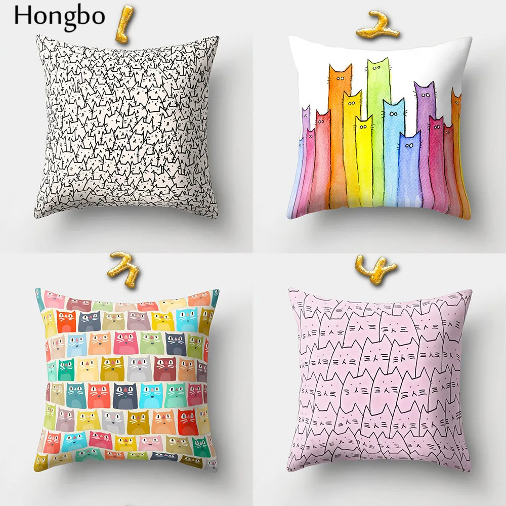 

Hongbo 1 Pcs Kawaii Cute Cartoon Cat Cushion Cover Pillow Case Sofa Car Home Decor Christmas Decoration Gifts