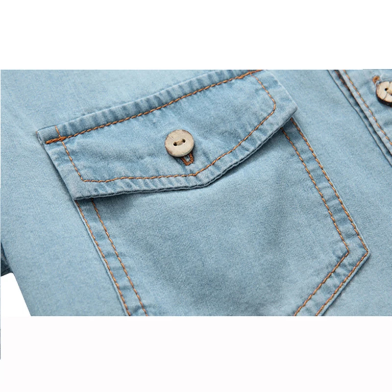 The New Men Denim Shirt Summer Style Short Sleeve Casual Slim Fit Cotton Male Social Fashionable NCX-144 | Мужская одежда