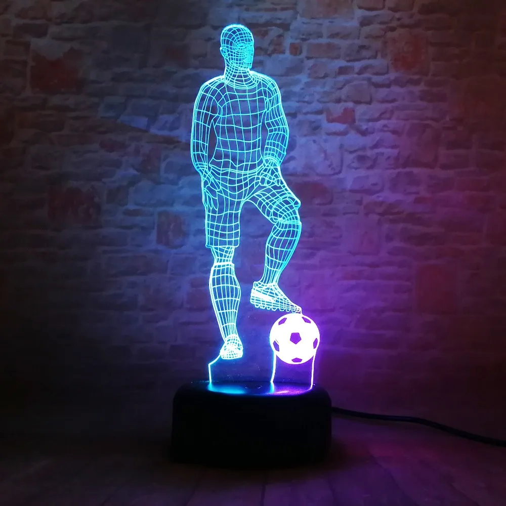 3D Soccer Football MAN Touch Table Lamp 7 Colors Changing Desk USB Powered Night LED Light Bedroom Decor Festival Holiday Gifts | Лампы и