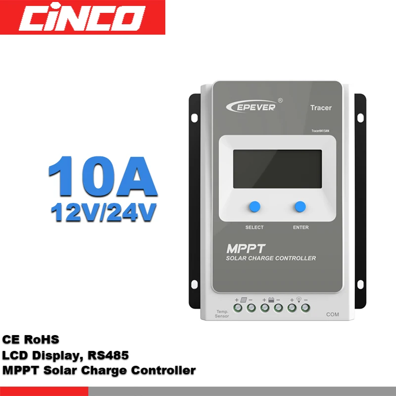 Контроллер солнечной батареи Tracer1210AN MPPT 10А 12В/24В контроллер зарядки с ЖК-дисплеем