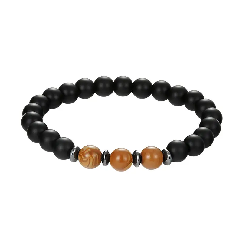 2018 Новая Модель браслета из натурального камня с жемчужиной черной лавы рок