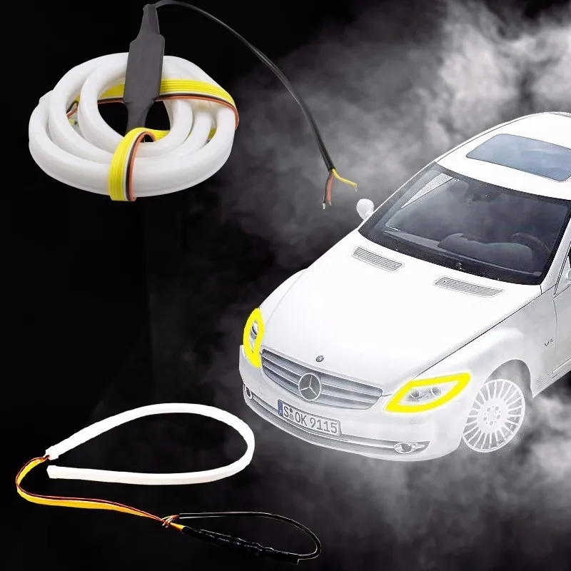 Бесплатная доставка гибкие автомобильные DRL Запуск поворотник белый