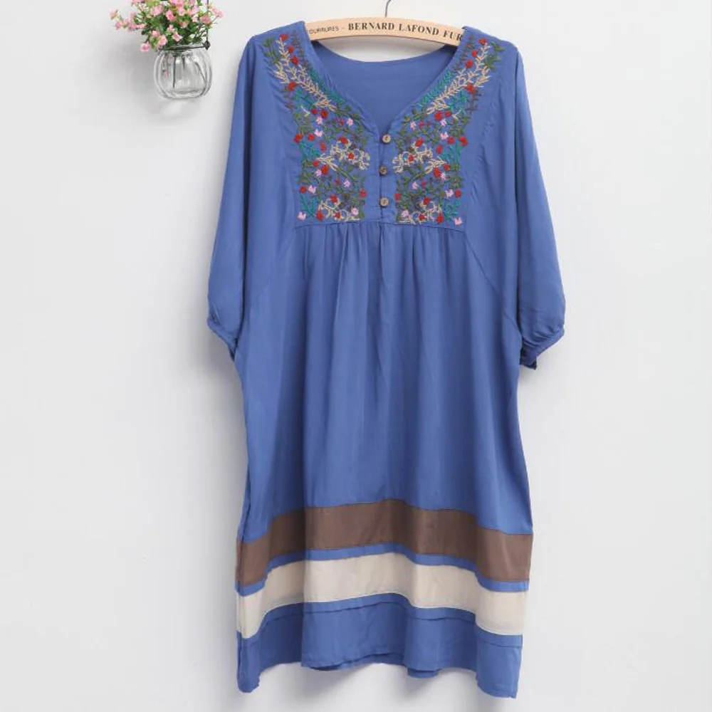 Винтаж 70s в этническом стиле с цветочной вышивкой Хиппи богемное Летнее Длинное