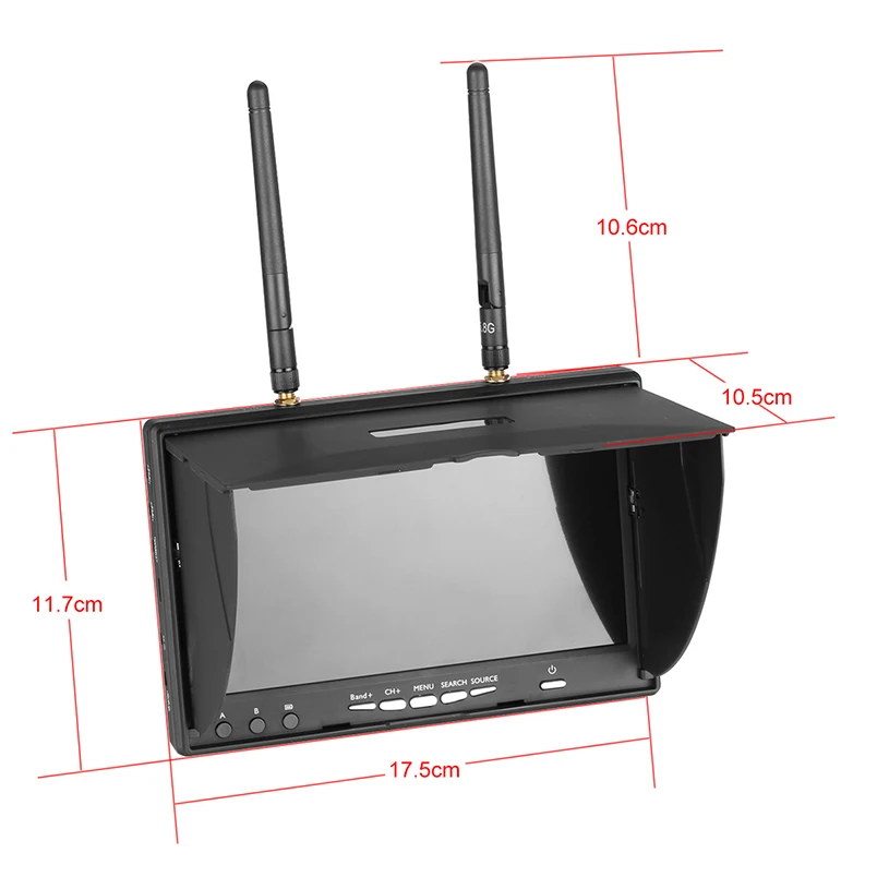 JMT LS-5802D 5,8G FPV DVR 7 дюймов ручной Экран для радиоуправляемой модели гоночного квадрокоптера самолета