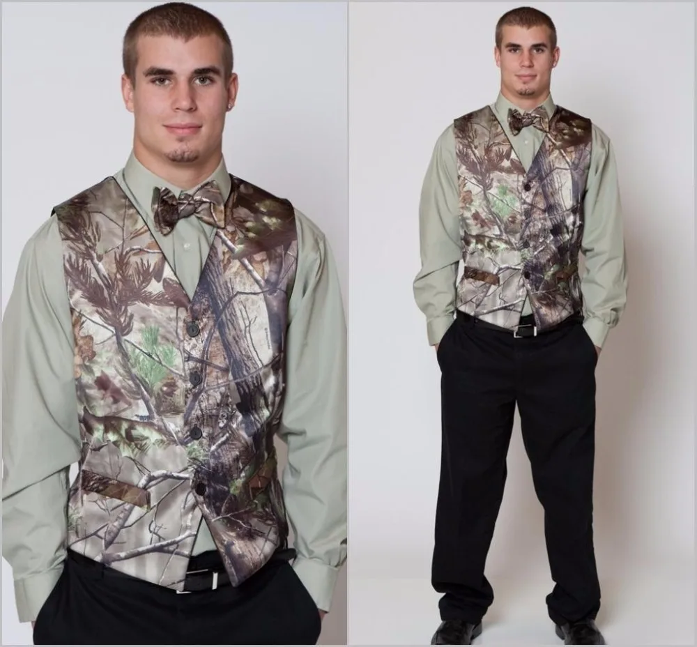 Camo Groom Vests Custom Made Camouflage Vest Wear Wedding Party dress vests for men | Мужская одежда