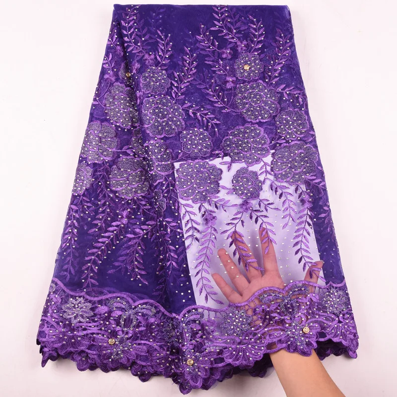 

African Cord Lace Fabric 2019 High Quality African French Tulle Lace Fabric With Stones Guipure Nigerian Lace Fabrics Party