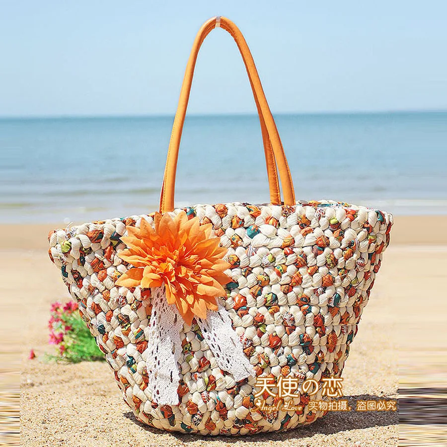 MLITDIS Summer one shoulder bag handbag hand-made woven grass green large capacity beach seaside holiday | Багаж и сумки