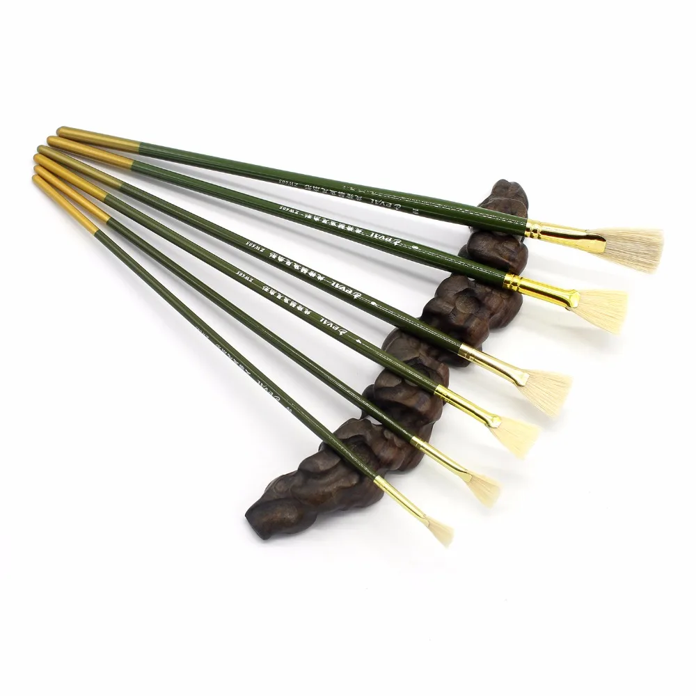 6 шт./компл. щетка из свиной щетины кисть для акриловой живописи акварельная