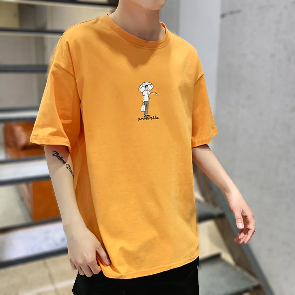 Мужские футболки с круглым вырезом и коротким рукавом принтом дождливого дня