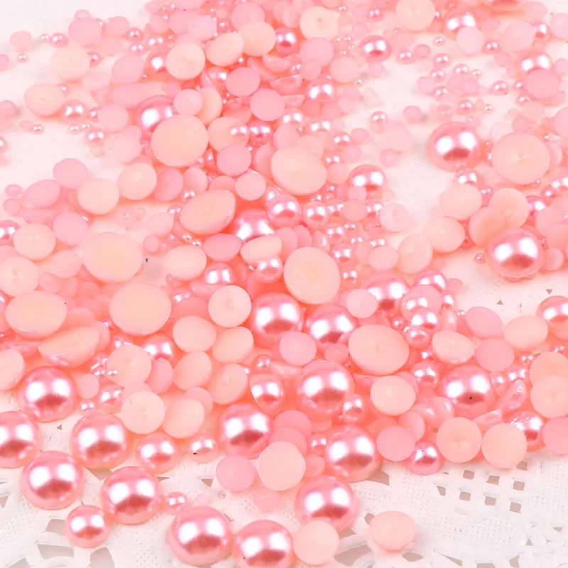 1000 шт., полукруглые блестящие светильник вые бусины из искусственного жемчуга