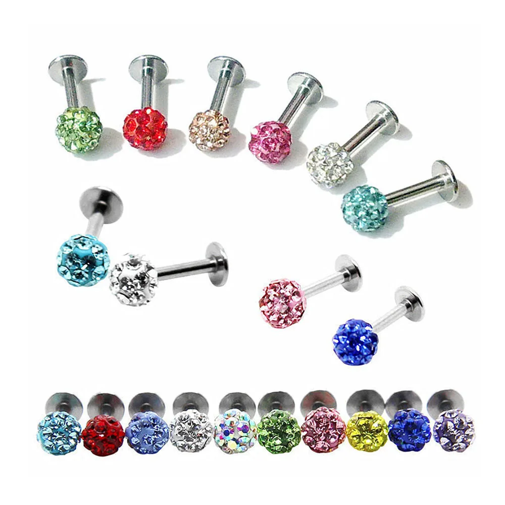 1 шт., стальные Кристальные кольца Labret Monore, пирсинг губ, сердце, звезда, хрящ, Спиральные серьги, штанга, пирсинг, ювелирные изделия