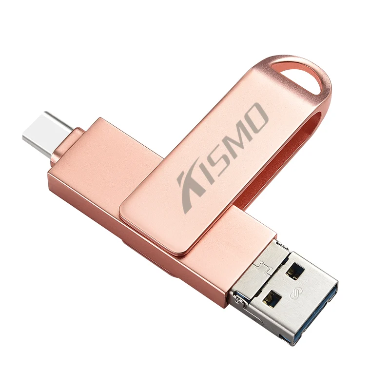 Розовый Kismo 3 в 1 USB3.0 type-C флэш-накопитель 16 ГБ 32 ГБ 64 ГБ 128 ГБ Micro USB памяти OTG флеш-накопитель для Android телефонов ПК - Цвет: Розовый