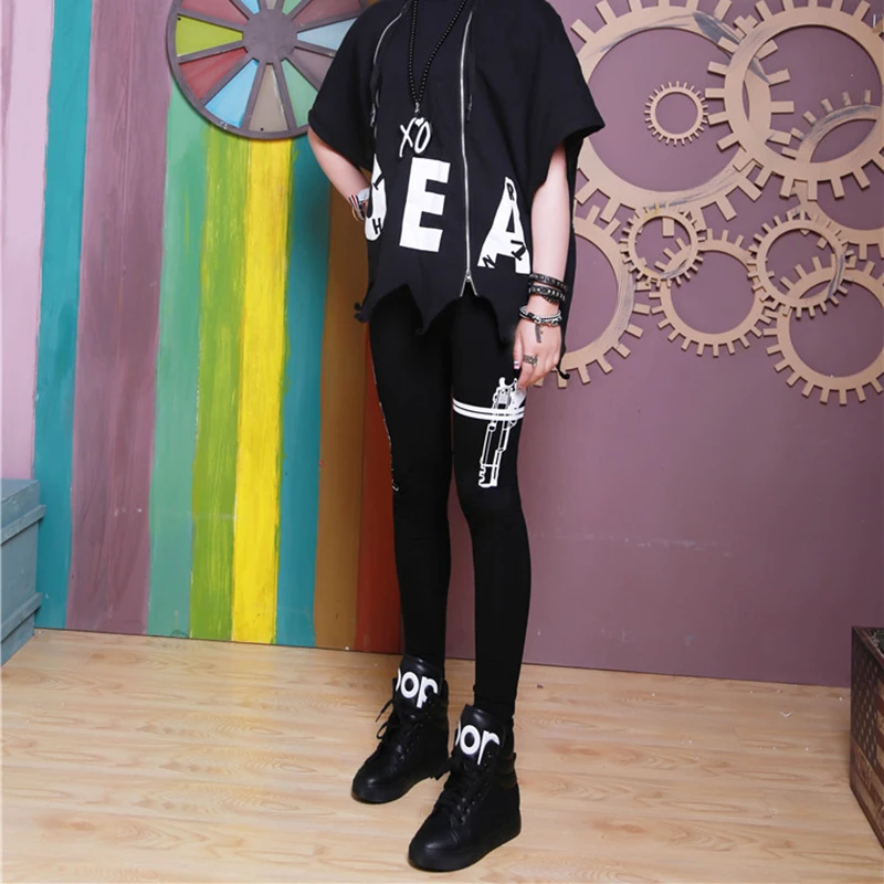 Новинка 2017 женские леггинсы для фитнеса в стиле панк готика американский стиль