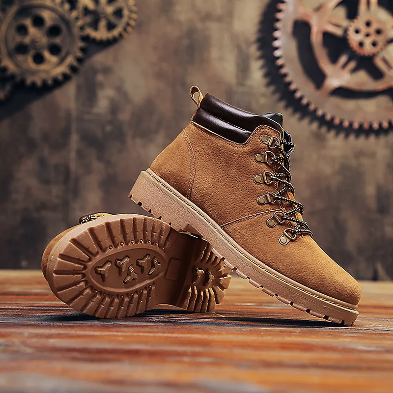 Men's retro straps Martin boots England artificial leather desert outdoor tooling men's shoes training military | Обувь