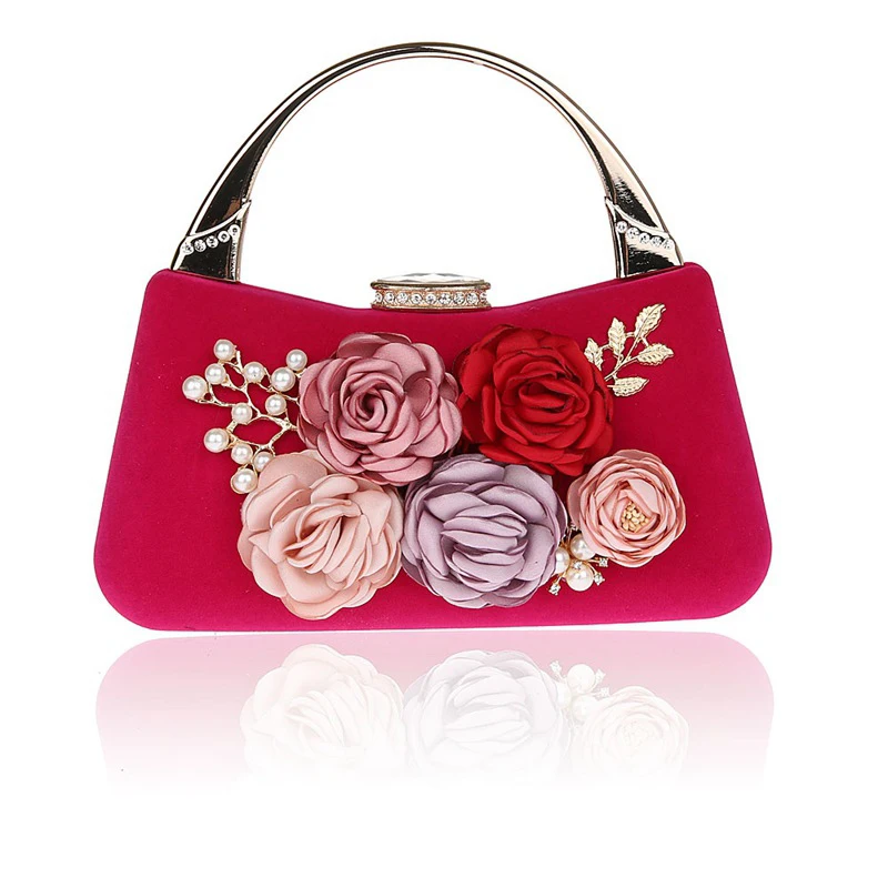 Women Handmade Flower Evening Bags Pearl Diamonds Luxury Brand Clutch Wallet Wedding Purse Party Dinner | Багаж и сумки