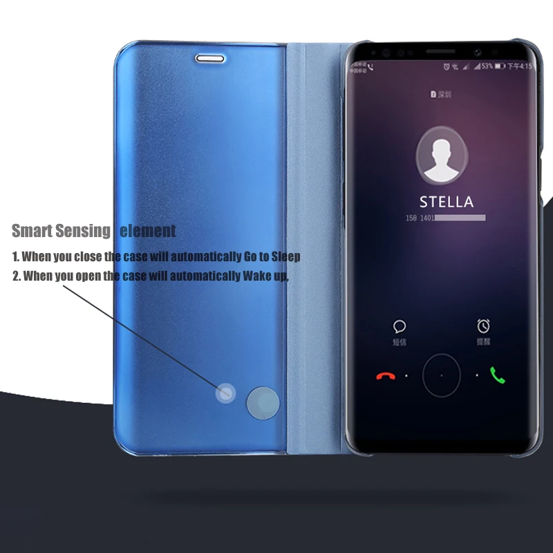 360 Роскошные Зеркало Смарт Флип Clear View чехол для samsung galary S9 S9Plus плакировкой