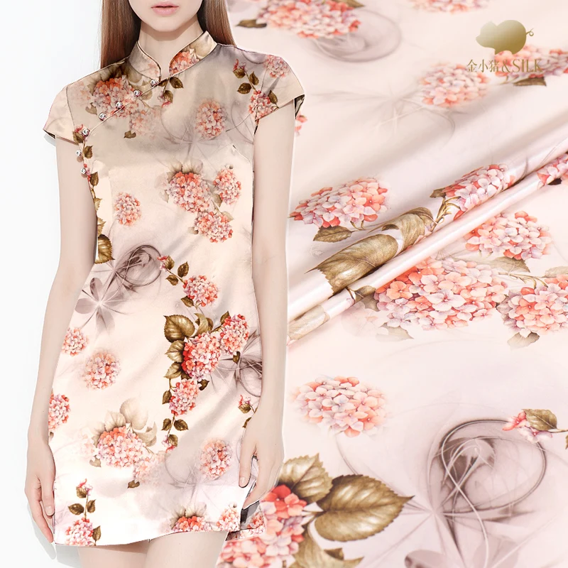 Цифровой струйный шелк стрейч атласа ткань шторы cheongsam платье китайская шелковая