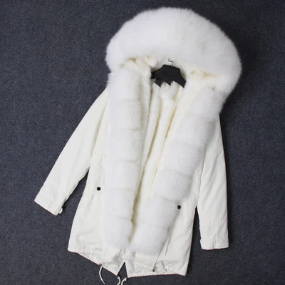 2 OFTBUY зимняя женская куртка из натурального меха, парка с воротником из натурального Лисьего меха, длинное пальто с подкладкой из искусственного меха, модная теплая уличная одежда - Цвет: 2