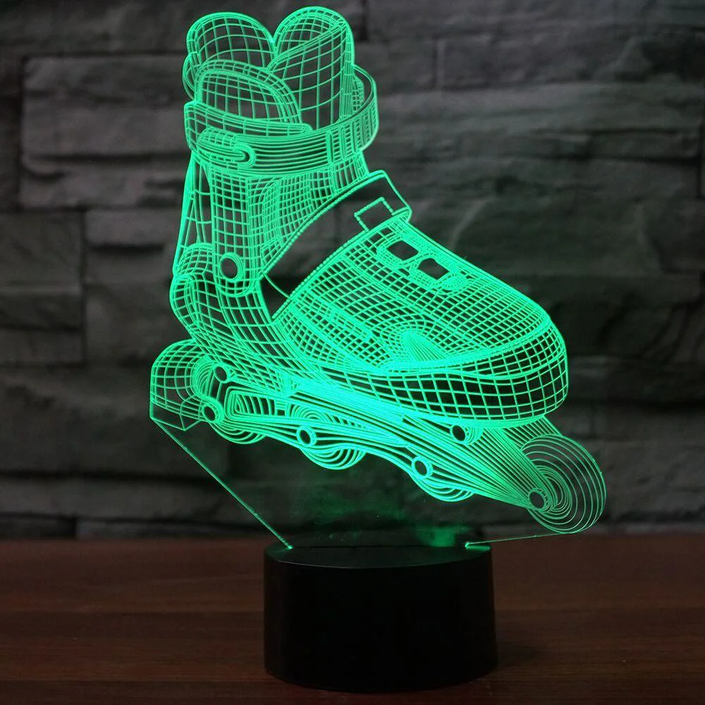 Роликовые коньки LED 3D ночник обувь настольная лампа Luminaria Детская комната