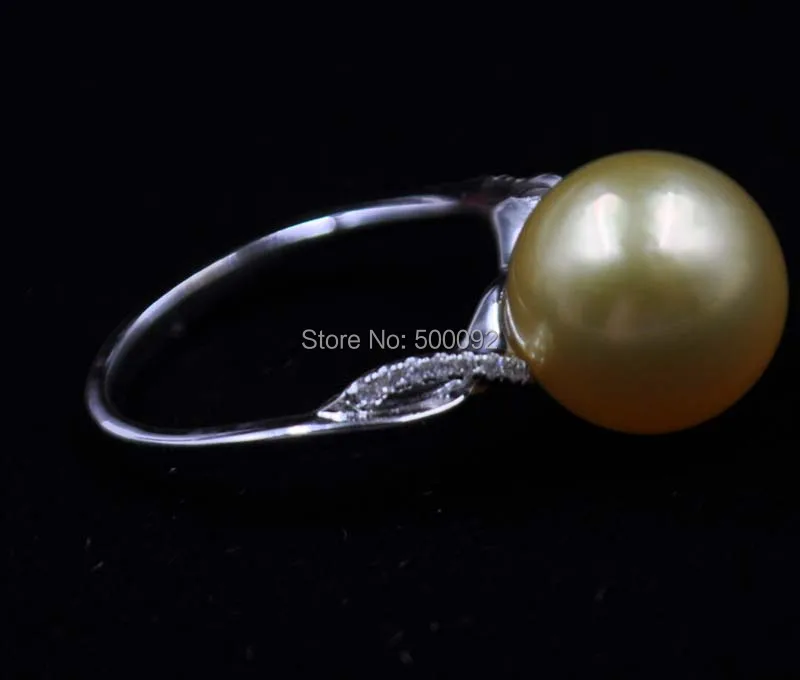 

GORGEOUS 11MM ROUND GOLD South sea pearl ring 925 sterling silver
