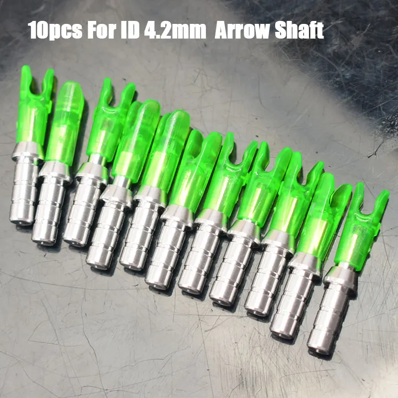 4.2Green2 10 шт. ID6.2mm внутренние штырьковые стрелы nocks соединение лук охота и стрельба Alu булавки+ пластиковые ноки алюминиевая углеродная стрела - Цвет: 4.2Green2