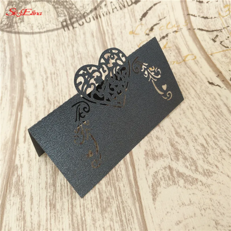 Настольная открытка с лазерной резкой 50 шт. свадебная визитница украшение для