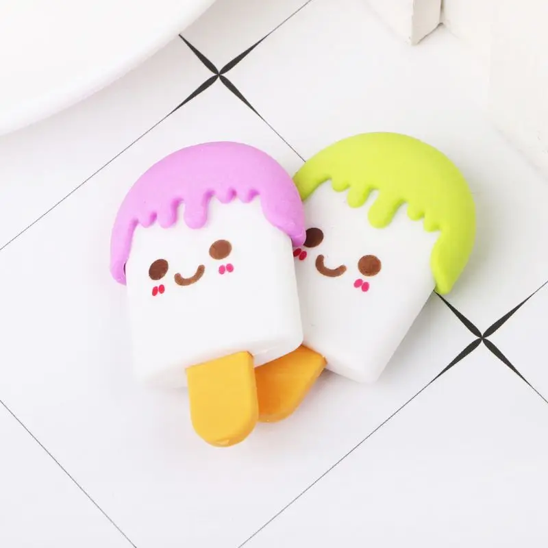 Hot sale Cute 3D Cartoon Face Ice Cream Rubber Erasers Pencil Eraser images - 6