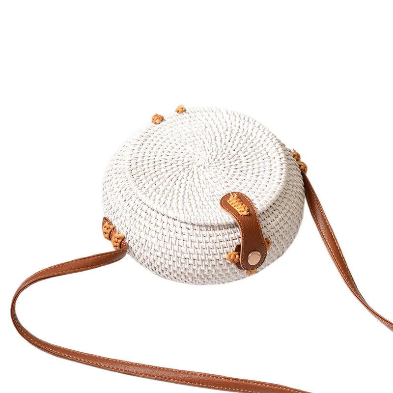 Женская круглая соломенная сумка ручной работы Пляжная плетеная Сумка через