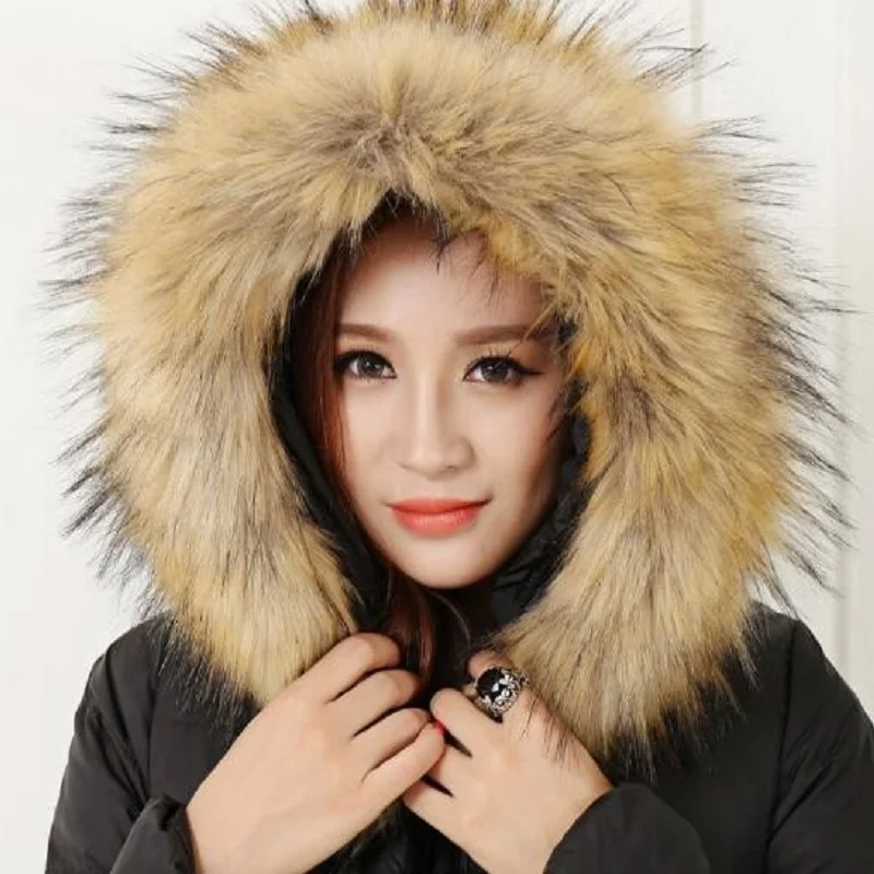 11 Colors Winter Raccoon Fur Collar Warm Scarf For Women Coat Straight Detachable Faux Fox Sarf Accessories 7C0893 |