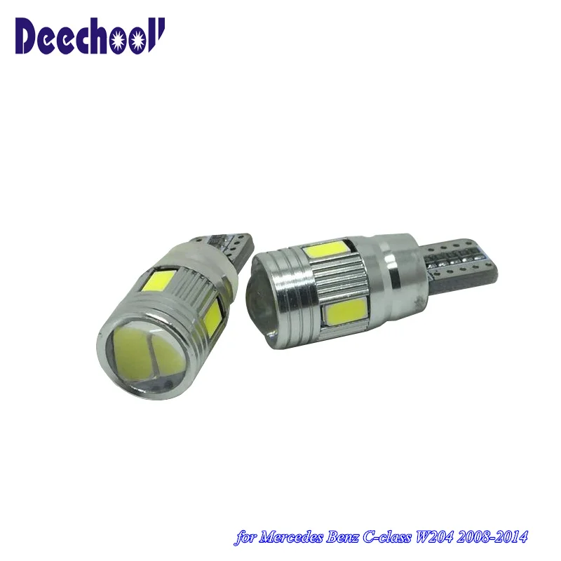 Deecholl 6 шт. Автомобильный светодиодный светильник лампы для Mercedes C-Class W204 2007-2012, Canbus Белый парковочный зазор номерного знака