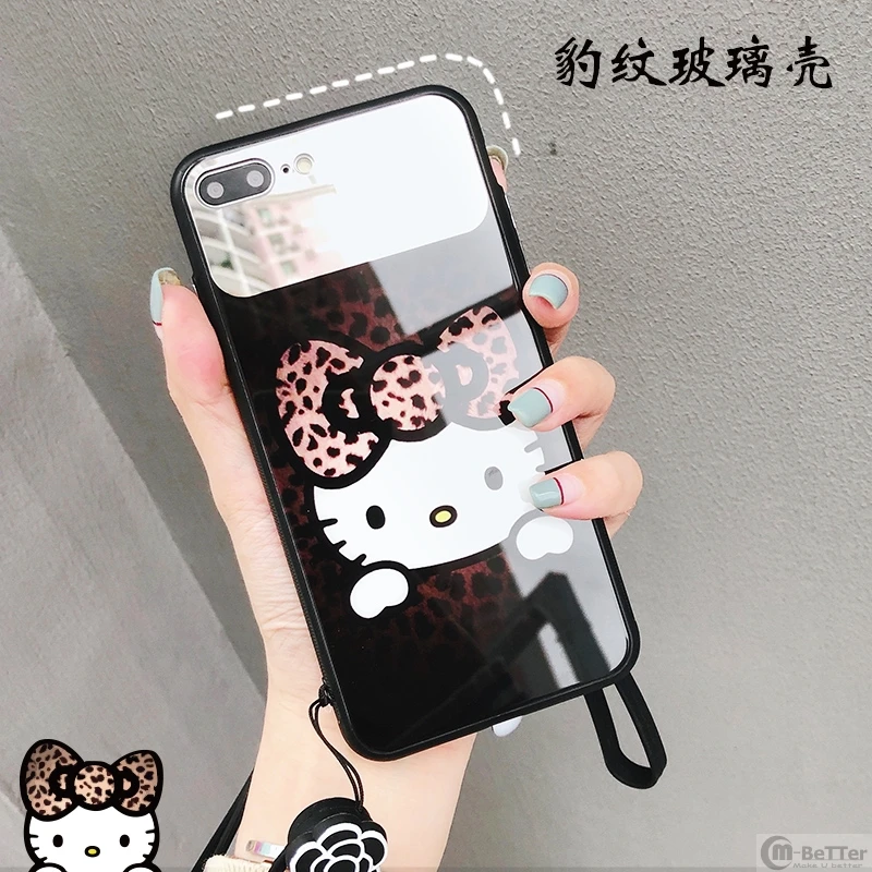 Милый кошачий зеркальный чехол для макияжа iPhone XS MAX леопардовый 6 6s 7/8 plus + Защитная