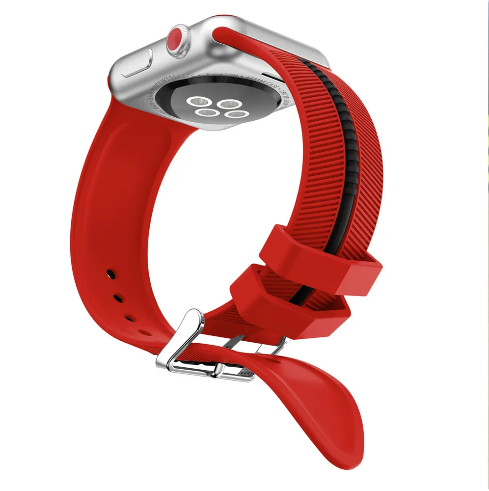 Спортивный мягкий силиконовый ремень для Apple Watch band Series 1 2 3 4 5 38 мм 42 мм 44 мм 40 мм сменный Браслет ремешок для часов