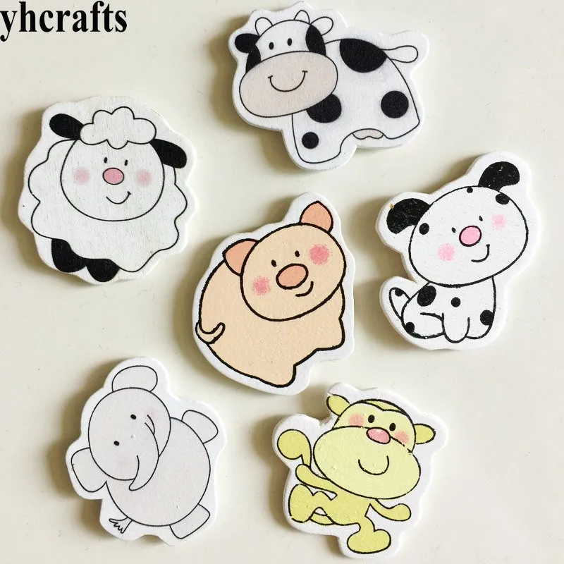 10 шт./лот животные зоопарка корова свиная деревянные наклейки детские игрушки