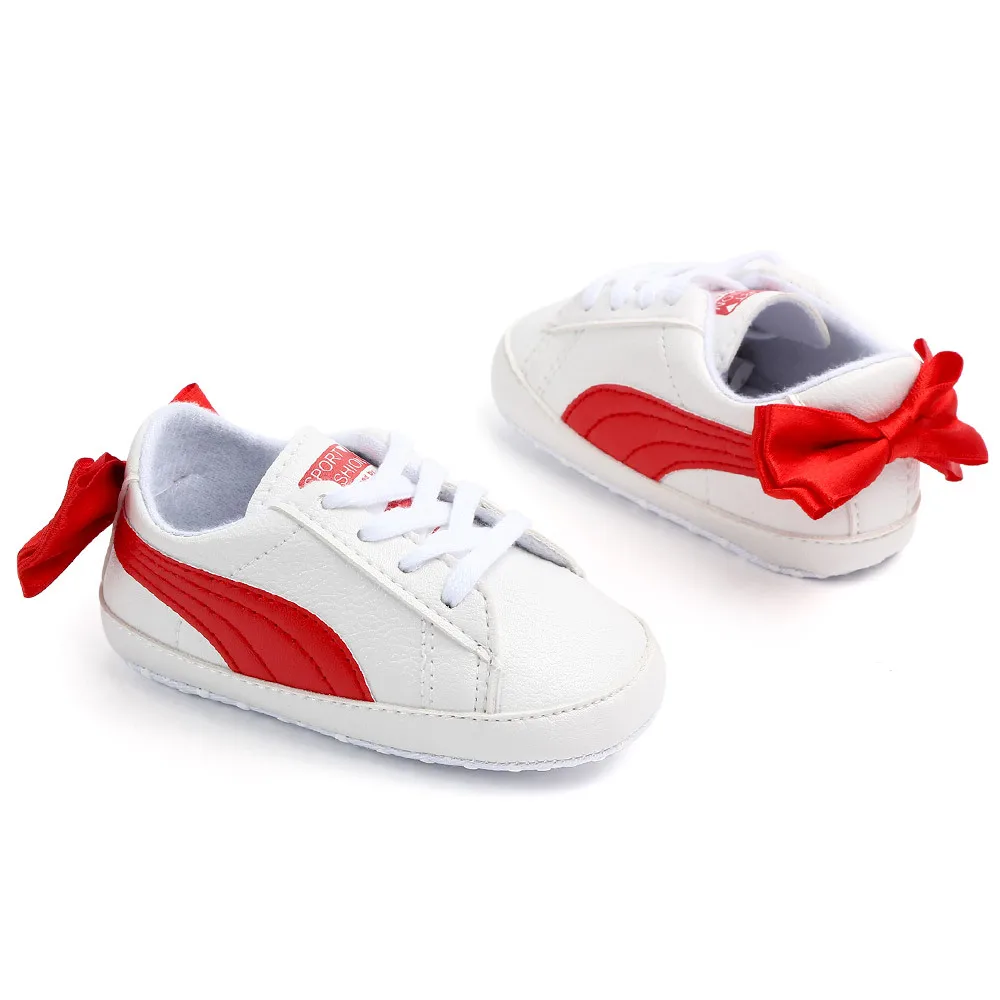 dkDaKanl Soft Soles BabY White Shoes 0-2 Years Anti Slip Newborn Crib Ventilate PU For Pre Walk Infant Toddler |