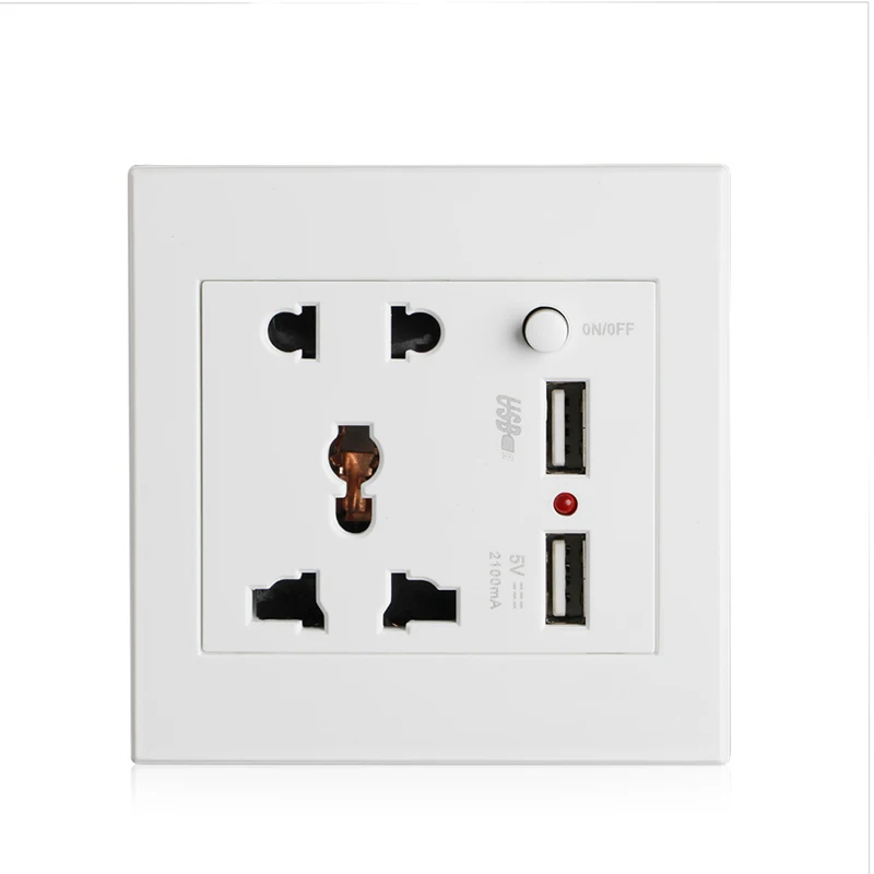 Розетка + 2 USB переключатель настенное зарядное устройство адаптер питания