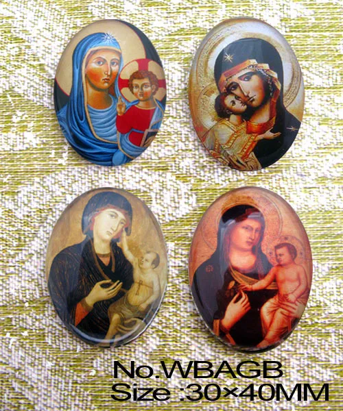 4 шт. огромный Мадонны и младенческой Сент Джон Овальный Стекло 40x30 мм кабошон
