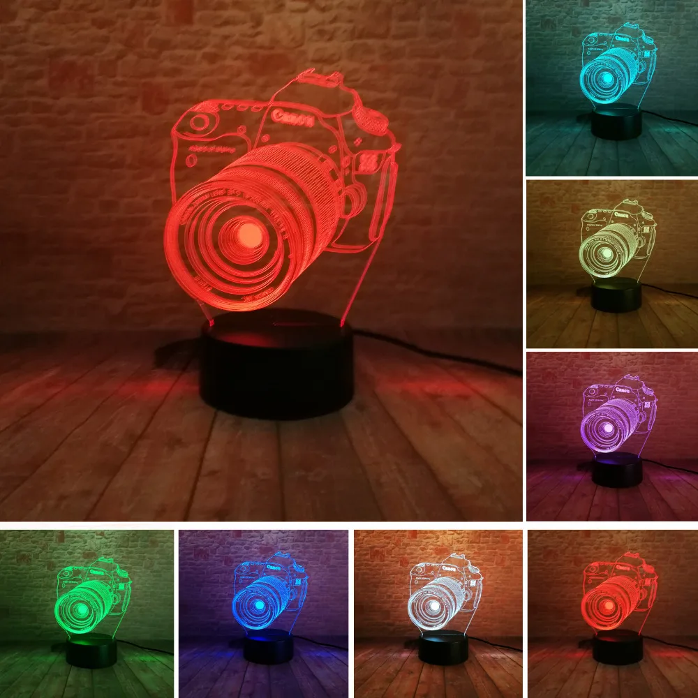 Новый 3D камера Сенсорный пульт LED 7 цветов Изменение ночник Иллюзия ребенок дети
