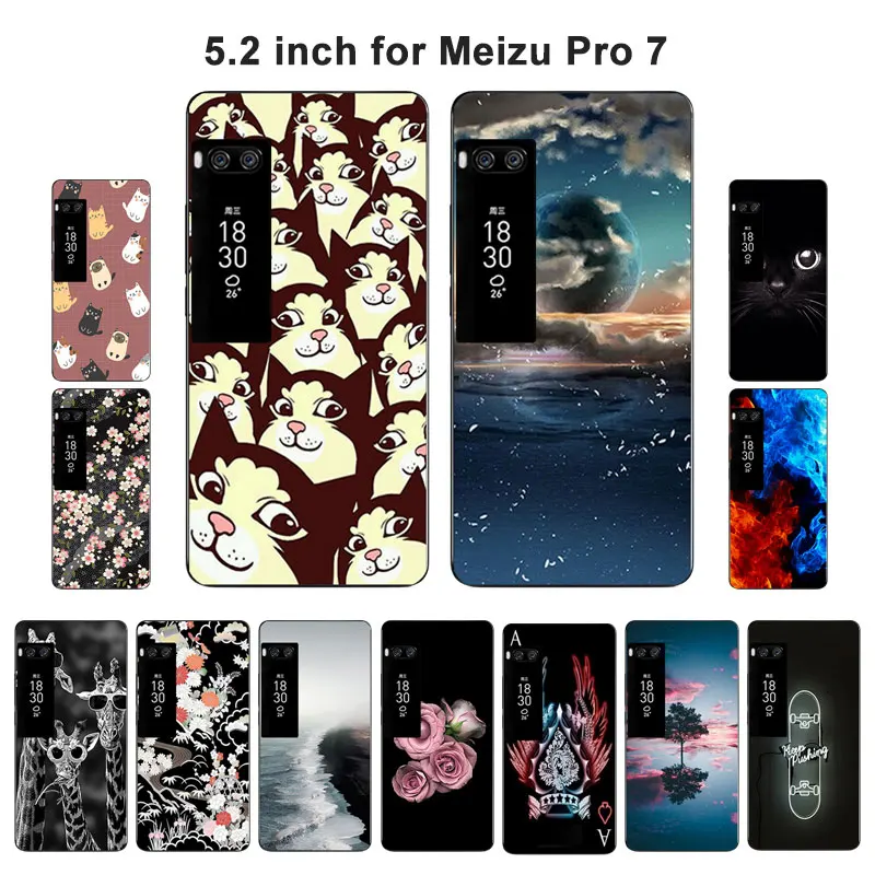 Мягкие силиконовые ТПУ чехлы для Meizu Pro 7 чехол Meilan телефонов блестящие окрашенные