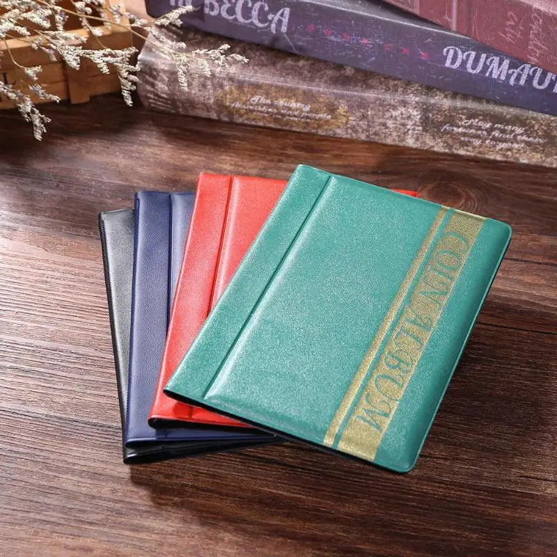Ретро 120 карманов держатели для монет Альбом Книга сбора денег Органайзер сумки